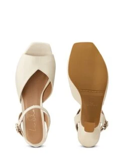 Leren Haksandalen Crème -Gstar Kleding Winkel lashoe leren haksandalen creme 3