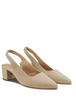 Leren Slingpumps Beige