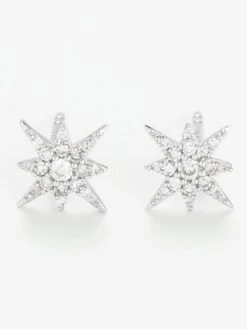 Witgouden Oorstekers "Star" Met Diamanten -Gstar Kleding Winkel le diamantaire witgouden oorstekers star met diamanten 1