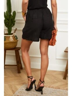 Linnen Short Zwart -Gstar Kleding Winkel le monde du lin linnen short zwart 2