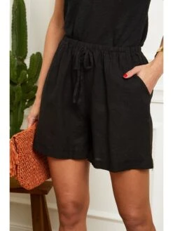 Linnen Short Zwart -Gstar Kleding Winkel le monde du lin linnen short zwart 3