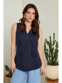 Linnen Top Donkerblauw