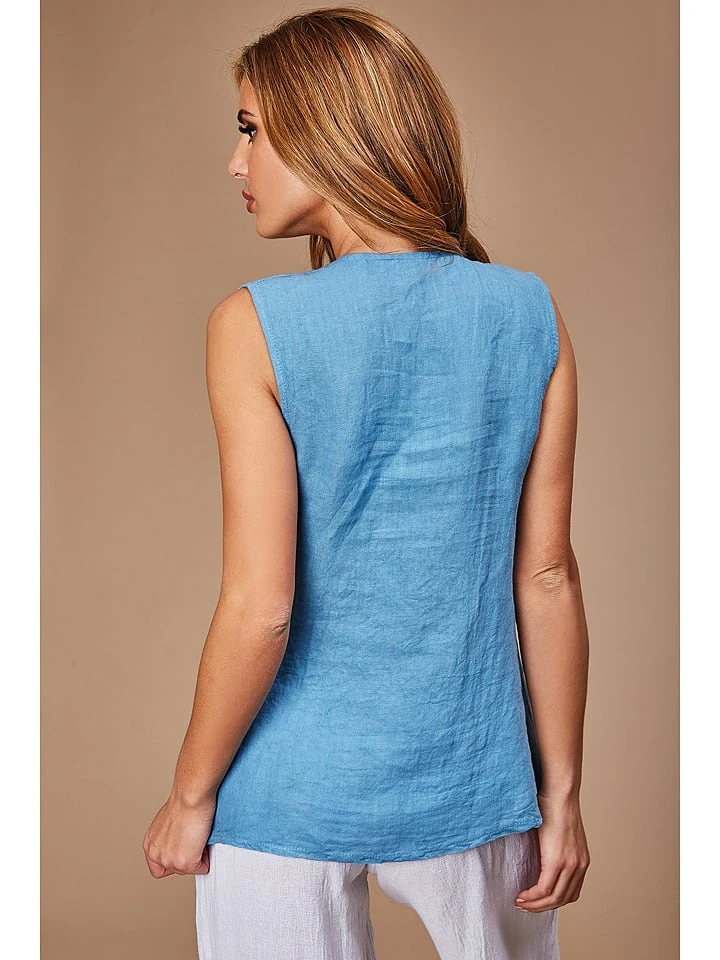 Linnen Top Lichtblauw 5 Linnen Top Lichtblauw - Afbeelding 3