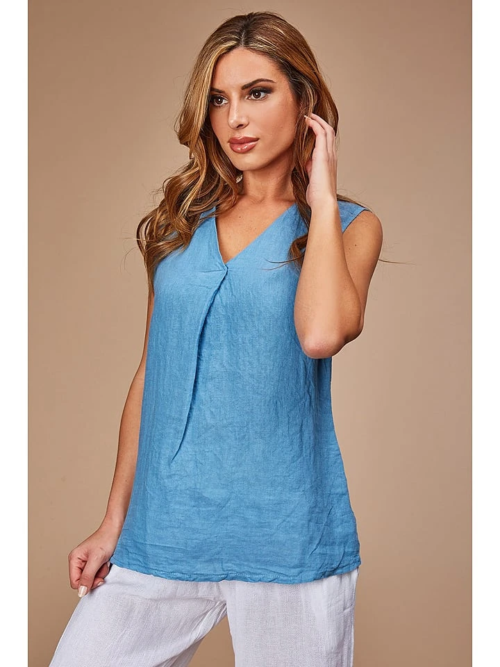 Linnen Top Lichtblauw 3 Linnen Top Lichtblauw