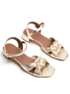 Leren Haksandalen "Falcom" Goudkleurig -Gstar Kleding Winkel les bagatelles leren haksandalen falcom goudkleurig 3