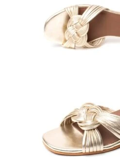 Leren Haksandalen "Falcom" Goudkleurig -Gstar Kleding Winkel les bagatelles leren haksandalen falcom goudkleurig 4