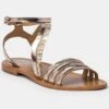 Leren Sandalen "Carroll" Goudkleurig 2 Leren Sandalen "Carroll" Goudkleurig -Gstar Kleding Winkel les bagatelles leren sandalen carroll goudkleurig