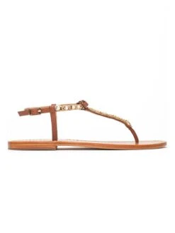 Leren Teenslippers "Caterdral" Camel -Gstar Kleding Winkel les bagatelles leren teenslippers caterdral camel 1