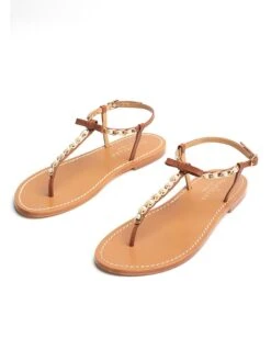 Leren Teenslippers "Caterdral" Camel -Gstar Kleding Winkel les bagatelles leren teenslippers caterdral camel 3