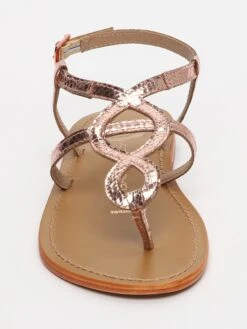 Leren Teenslippers "Confite" Roségoudkleurig -Gstar Kleding Winkel les bagatelles leren teenslippers confite rosegoudkleurig 1