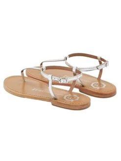 Leren Teenslippers "Pasco" Zilverkleurig -Gstar Kleding Winkel les bagatelles leren teenslippers pasco zilverkleurig 2