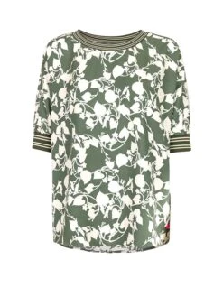 Blouse "Ecatarina" Kaki/wit