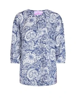Blouse "Elouisa" Donkerblauw/wit