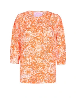 Blouse "Elouisa" Oranje/wit