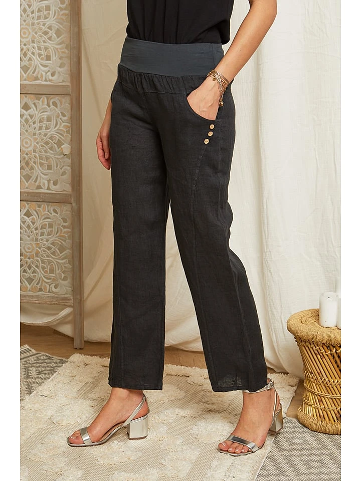 Linnen Broek Antraciet 4 Linnen Broek Antraciet - Afbeelding 2