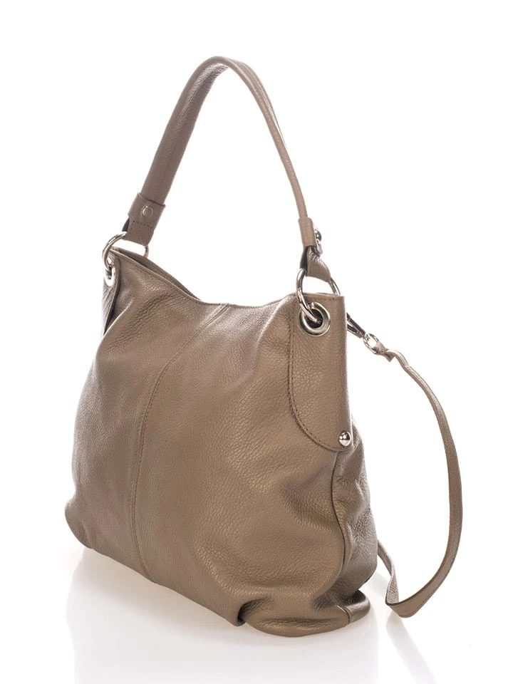 Leren Schoudertas Taupe - (B)34 X (H)30 X (D)14 Cm 4 Leren Schoudertas Taupe - (B)34 X (H)30 X (D)14 Cm - Afbeelding 2