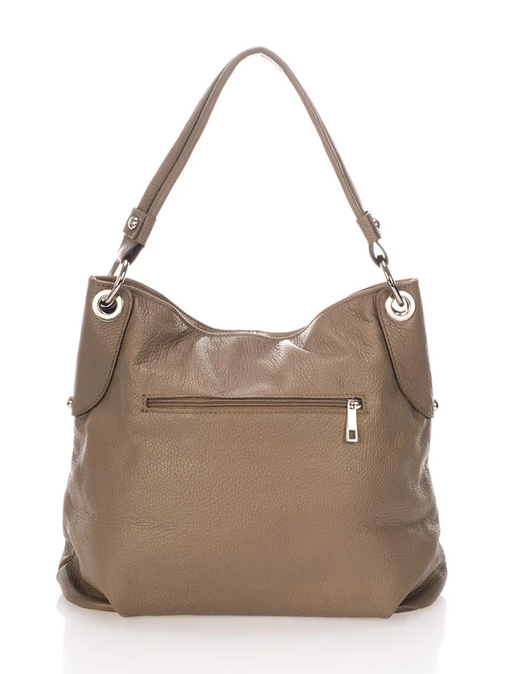 Leren Schoudertas Taupe - (B)34 X (H)30 X (D)14 Cm 5 Leren Schoudertas Taupe - (B)34 X (H)30 X (D)14 Cm - Afbeelding 3