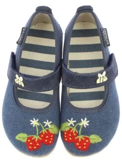 Living Kitzbühel Pantoffels "Aardbei & Bij" Donkerblauw