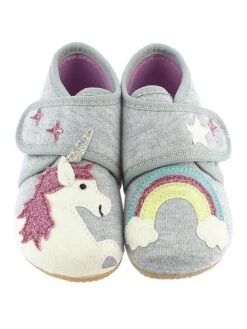 Living Kitzbühel Pantoffels "Eenhoorn & Regenboog" Grijs