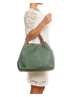 Leren Shopper "Fosdinovo" Groen/cognackleurig - (B)37 X (H)45 X (D)15 Cm -Gstar Kleding Winkel lucca baldi leren shopper fosdinovo groen cognackleurig b 37 x h 45 x d 15 cm 3