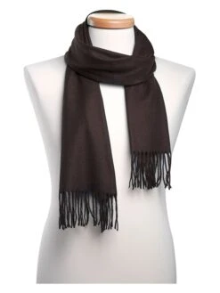 Wollen Sjaal Donkerbruin - (L)180 X (B)37 Cm