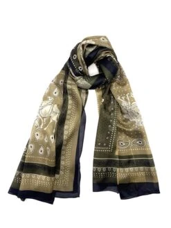 Zijden Sjaal Beige/meerkleurig - (L)180 X (B)90 Cm