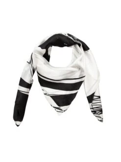 Zijden Sjaal Wit/zwart - (L)90 X (B)90 Cm -Gstar Kleding Winkel made in silk zijden sjaal wit zwart l 90 x b 90 cm 2
