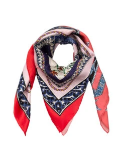 Zijden Sjaal Zwart/rood - (L)90 X (B)90 Cm -Gstar Kleding Winkel made in silk zijden sjaal zwart rood l 90 x b 90 cm 2