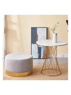 Poef "Siraso" Grijs - (H)35 X Ø 55 Cm -Gstar Kleding Winkel maison montaigne poef siraso grijs h 35 x o 55 cm 1