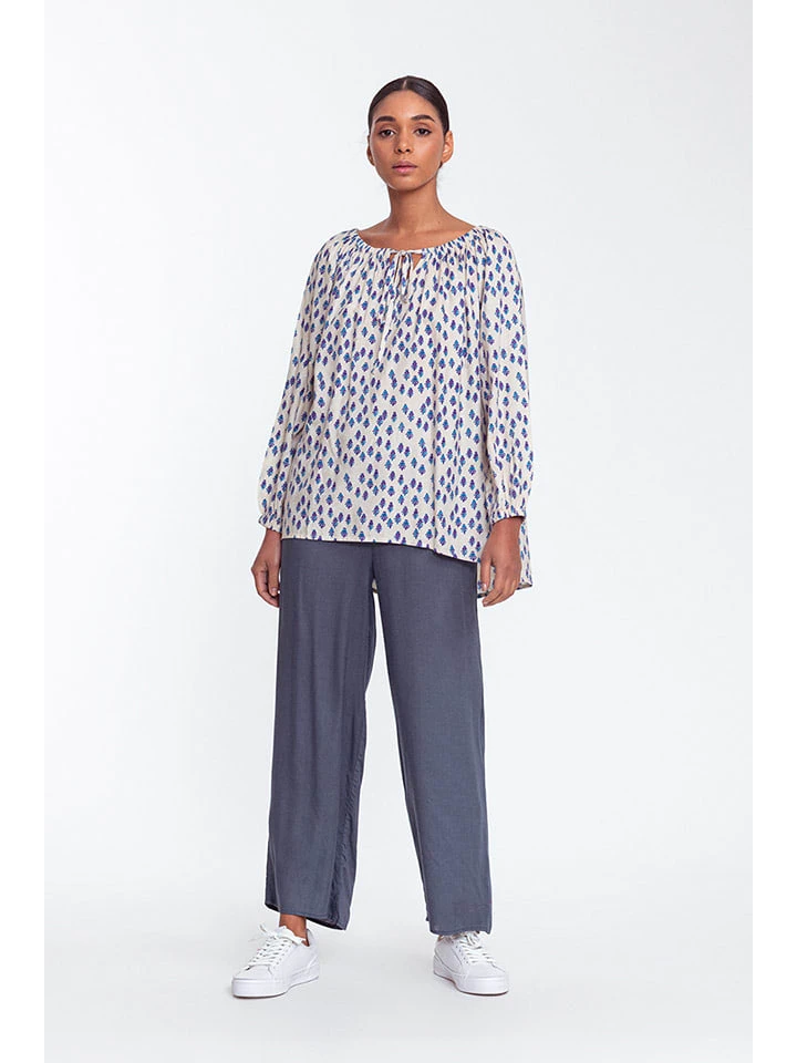 Blouse Crème/paars/donkerblauw 5 Blouse Crème/paars/donkerblauw - Afbeelding 3