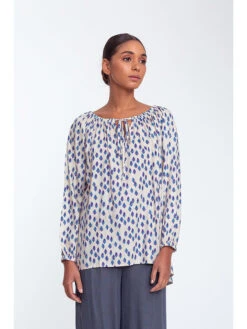 Blouse Crème/paars/donkerblauw