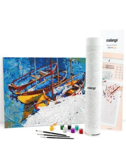 Schilderen-op-nummer-set "Boten In Kleurenzee" - Vanaf 14 Jaar