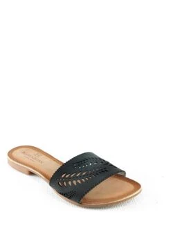 Leren Slippers "Kindra" Zwart -Gstar Kleding Winkel manoukian shoes leren slippers kindra zwart 1