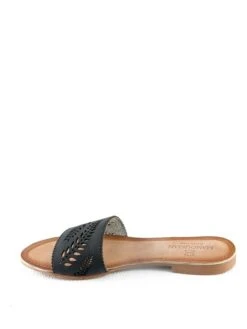 Leren Slippers "Kindra" Zwart -Gstar Kleding Winkel manoukian shoes leren slippers kindra zwart 2