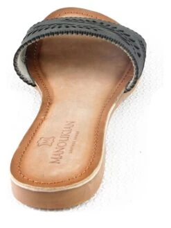 Leren Slippers "Kindra" Zwart -Gstar Kleding Winkel manoukian shoes leren slippers kindra zwart 3