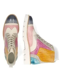 MELVIN & HAMILTON Leren Enkellaarzen "Amelie 17" Lichtroze/geel/donkerblauw -Gstar Kleding Winkel melvin and hamilton leren enkellaarzen amelie 17 lichtroze geel donkerblauw 5