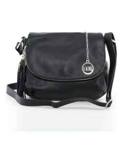 Leren Schoudertas "Bausan" Zwart - (B)27 X (H)20 X (D)5 Cm