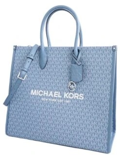 Michael Kors Leren Shopper Lichtblauw - (B)40 X (H)30 X (D)17 Cm
