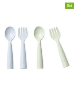 4-delige Set: "My First Cutlery" Groen/lichtblauw