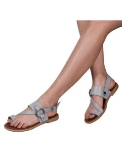 Leren Teensandalen Lichtgrijs -Gstar Kleding Winkel miss hera leren teensandalen lichtgrijs 5