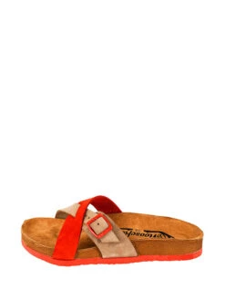 Leren Slippers Beige/rood -Gstar Kleding Winkel moosefield leren slippers beige rood 1