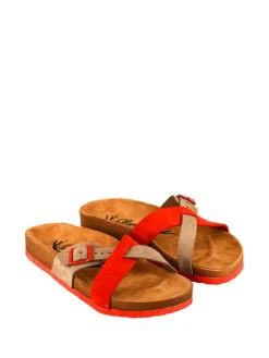 Leren Slippers Beige/rood -Gstar Kleding Winkel moosefield leren slippers beige rood 2