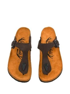 Leren Teenslippers Bruin -Gstar Kleding Winkel moosefield leren teenslippers bruin 4