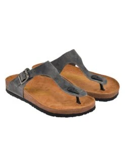 Leren Teenslippers Grijs -Gstar Kleding Winkel moosefield leren teenslippers grijs 1