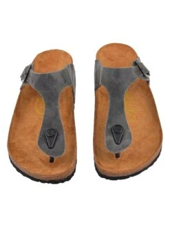 Leren Teenslippers Grijs -Gstar Kleding Winkel moosefield leren teenslippers grijs 2