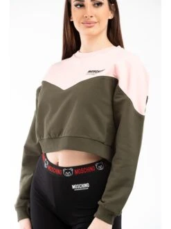 MOSCHINO Sweatshirt Kaki/lichtroze -Gstar Kleding Winkel moschino sweatshirt kaki lichtroze 2