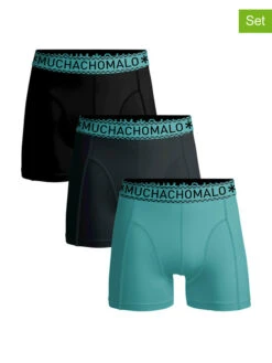 Muchachomalo 3-delige Set: Boxershorts Zwart/antraciet/turquoise