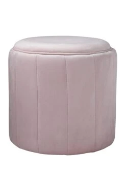 Poef "Plush Stool" Lichtroze - (H)42 X Ø 43 Cm