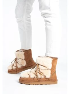 Leren Winterboots "Inaya" Lichtbruin -Gstar Kleding Winkel nicebay leren winterboots inaya lichtbruin 5