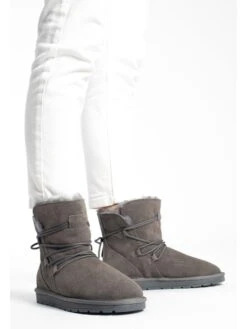 Leren Winterboots "Leala" Grijs -Gstar Kleding Winkel nicebay leren winterboots leala grijs 4